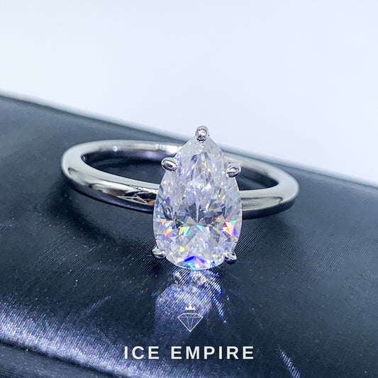Iced Out 925 Silver Moissanite Engagement Ring