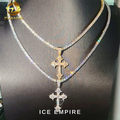 Iced Out Cross 925 Silver Pendant