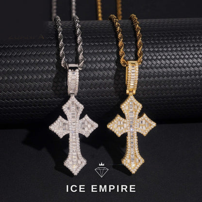 Iced Out Baguette 925 Silver Pendant