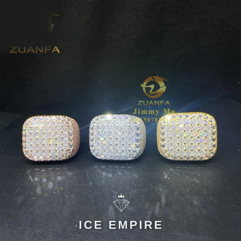 Iced Out Baguette Rose Gold Plated Moissanite Ring