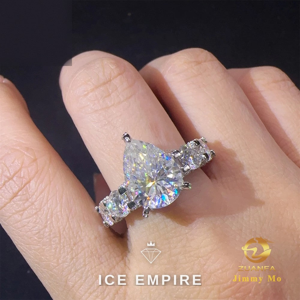 Iced Out 925 Silver Moissanite Engagement Ring