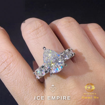 Iced Out 925 Silver Moissanite Engagement Ring