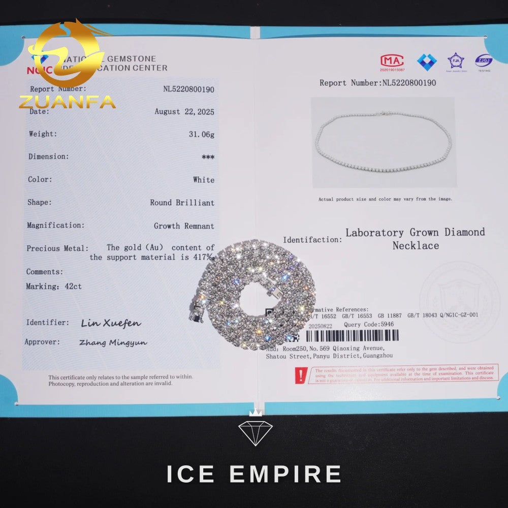 Iced Out 10K Gold Lab Grown Diamond Tennis Chain