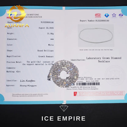 Iced Out 10K Gold Lab Grown Diamond Tennis Chain