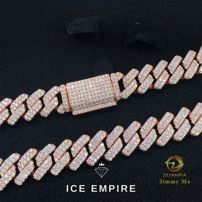Iced Out Rose Gold Moissanite Cuban Chain