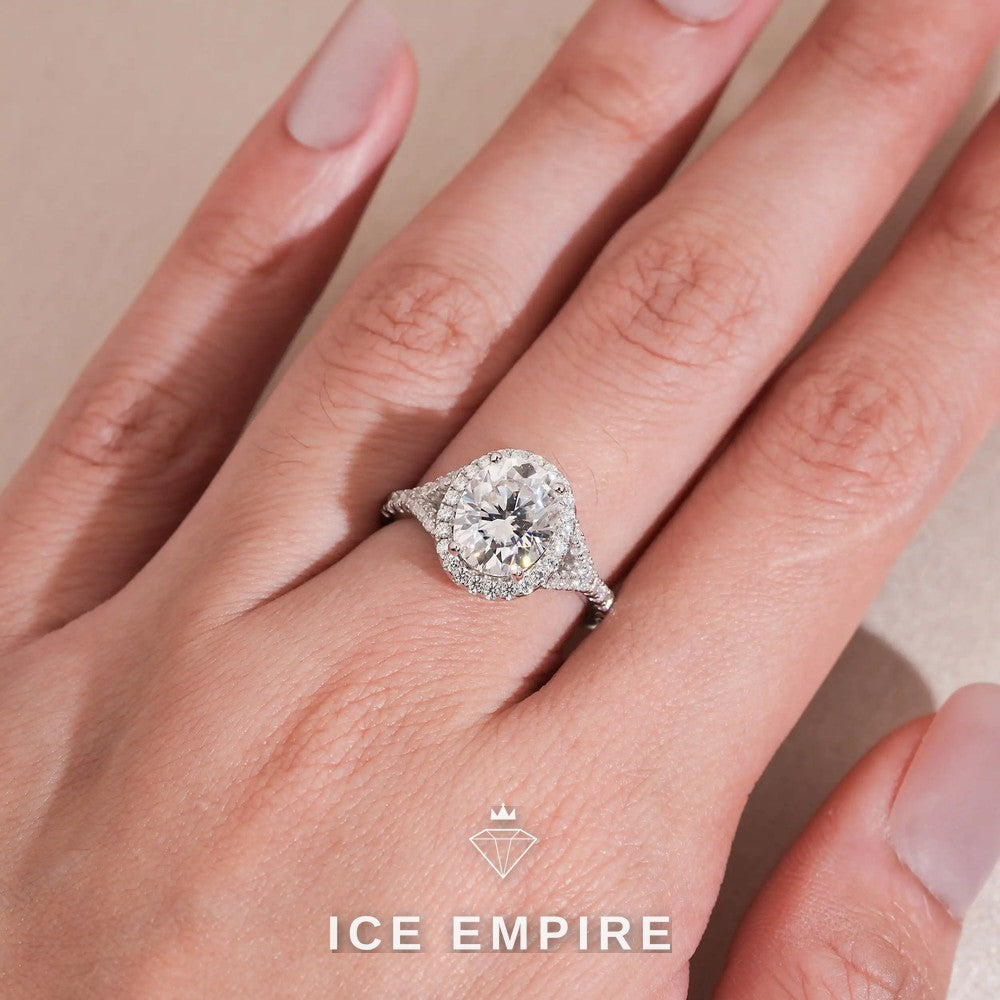 Iced Out Cluster Rose Gold Plated Moissanite Engagement Ring