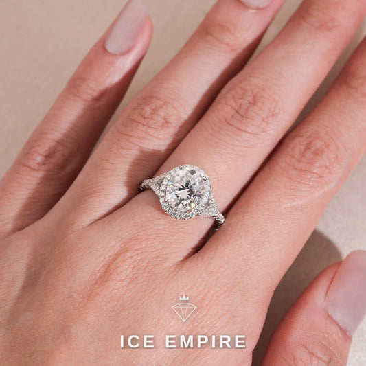 Iced Out Cluster Rose Gold Plated Moissanite Engagement Ring