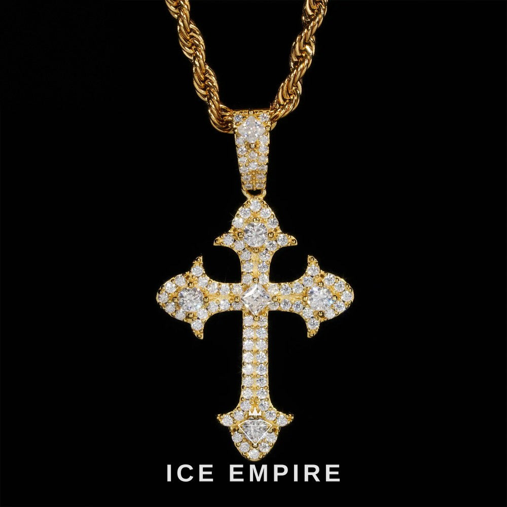 Iced Out Cross 925 Silver Moissanite Pendant