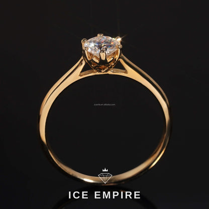 Iced Out 14K Gold Moissanite Engagement Ring