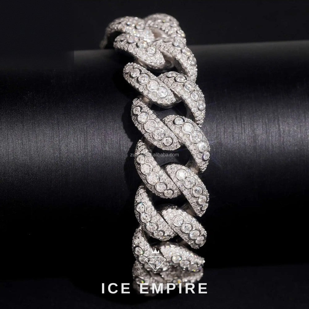 Iced Out 925 Silver Moissanite Cuban Chain