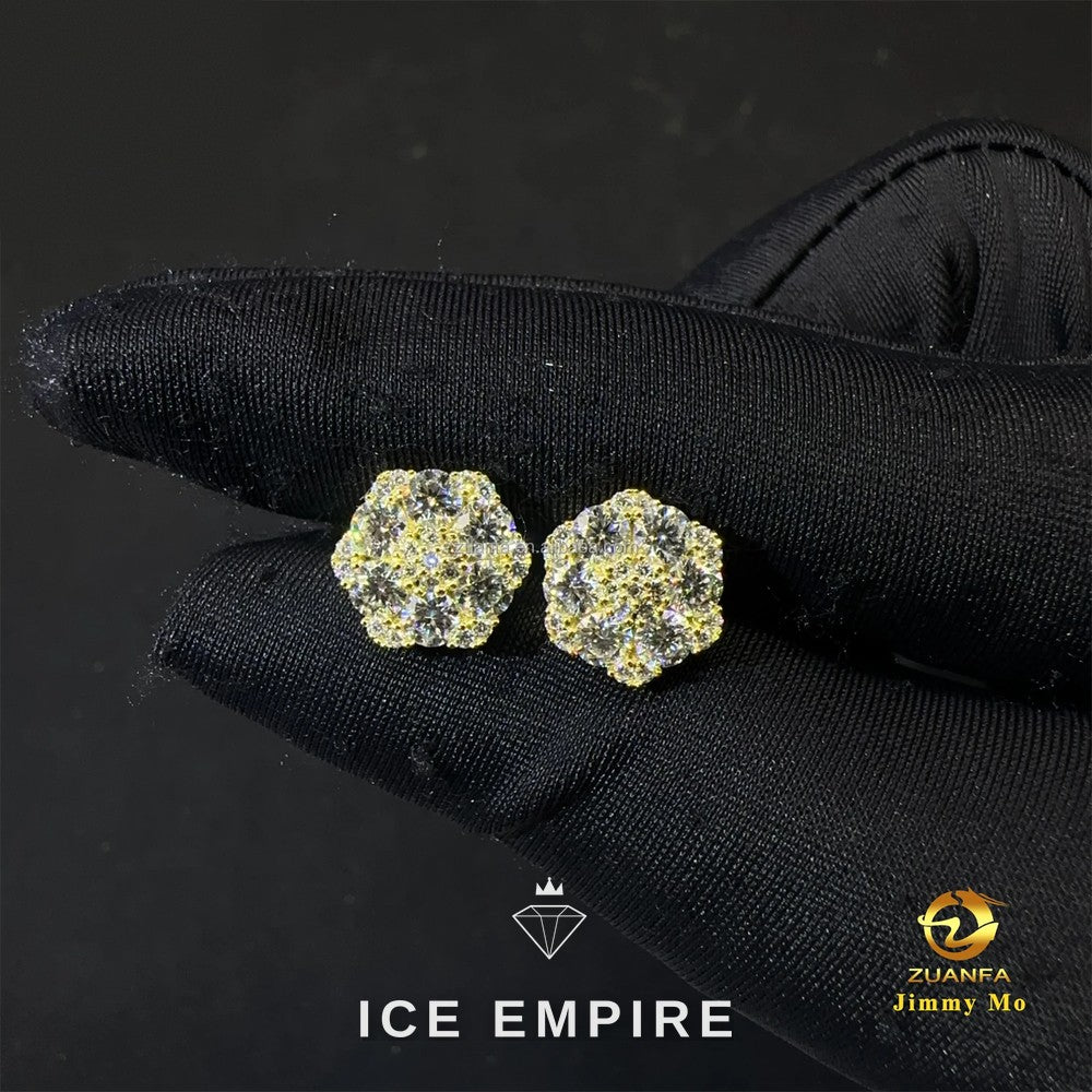 Iced Out Rose Gold Plated Moissanite Stud Earrings