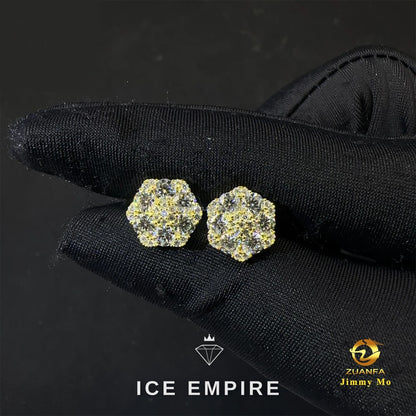 Iced Out Rose Gold Plated Moissanite Stud Earrings