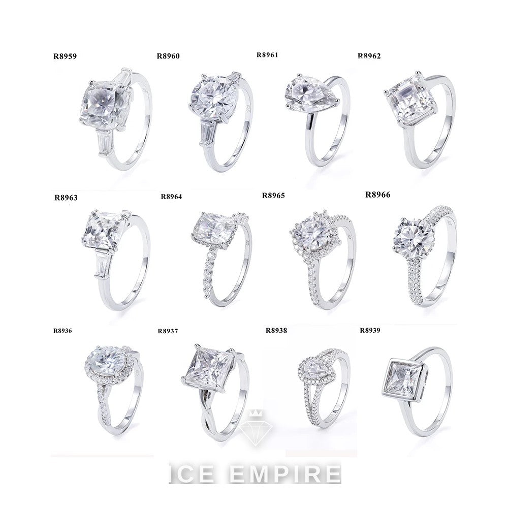 Iced Out 925 Silver Moissanite Engagement Ring