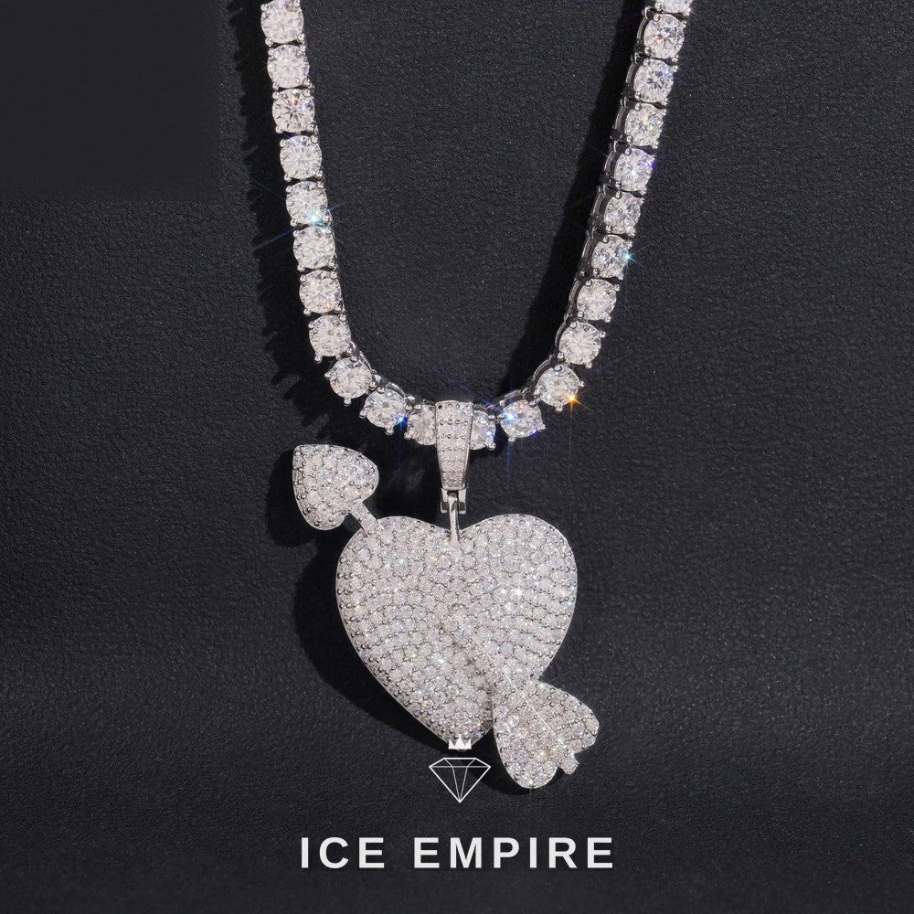 Iced Out Heart Rose Gold Plated Moissanite Pendant