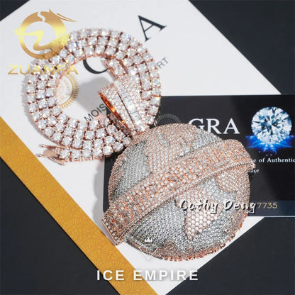 Iced Out Baguette Rose Gold Plated Moissanite Cuban Chain