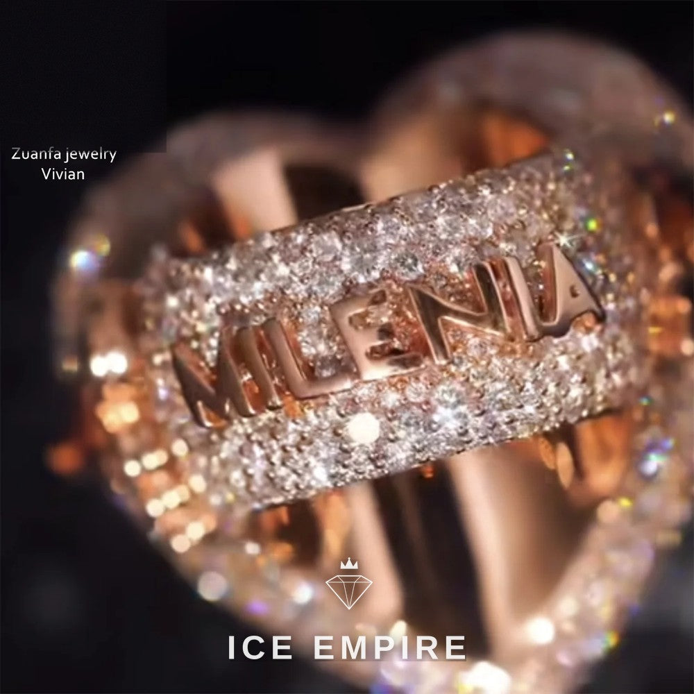 Iced Out Rose Gold Plated Moissanite Ring