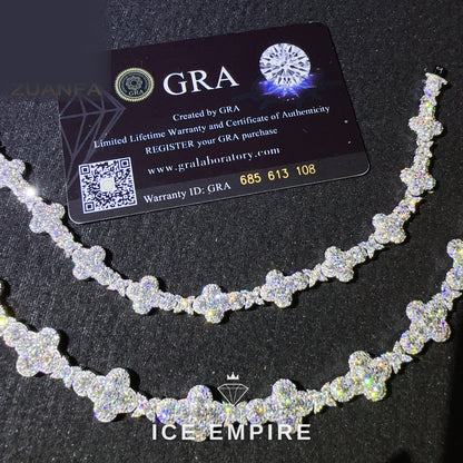 Iced Out Cross 925 Silver Moissanite Tennis Chain
