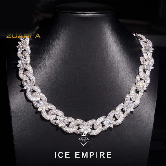 Iced Out 925 Silver Moissanite Cuban Chain