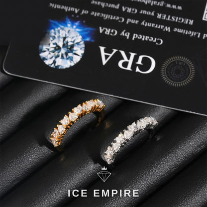 Iced Out Heart 925 Silver Moissanite Engagement Ring