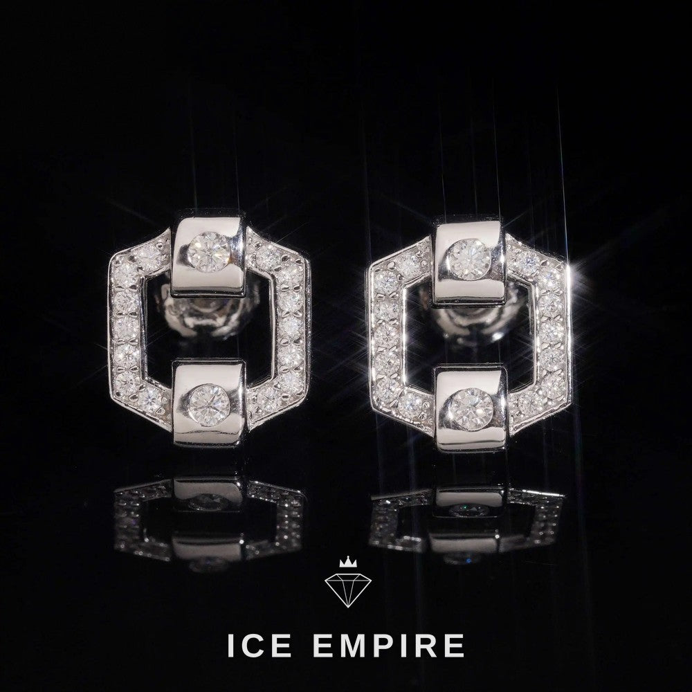 Iced Out 14K Gold Moissanite Stud Earrings