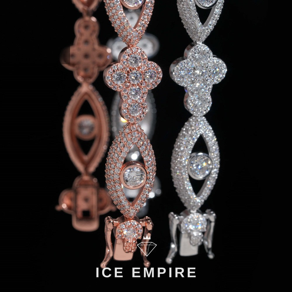 Iced Out Cross Rose Gold Plated Moissanite Cuban Chain