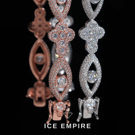 Iced Out Cross Rose Gold Plated Moissanite Cuban Chain