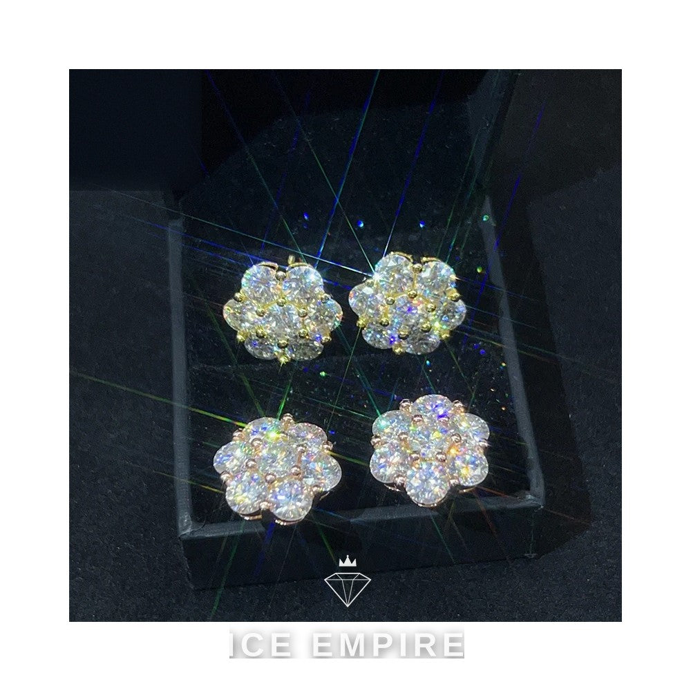 Iced Out 18K Gold Moissanite Stud Earrings