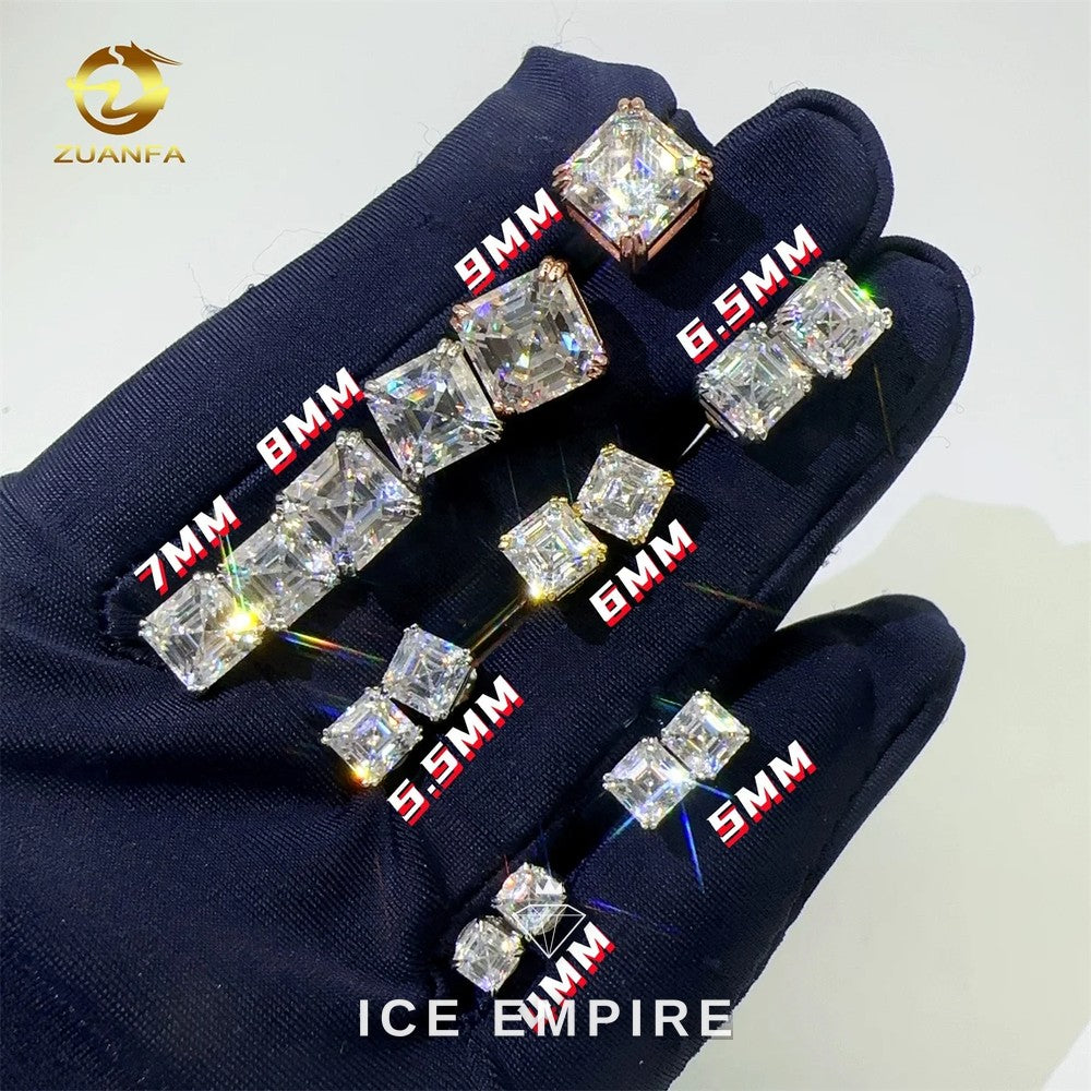 Iced Out Gold Plated Moissanite Stud Earrings