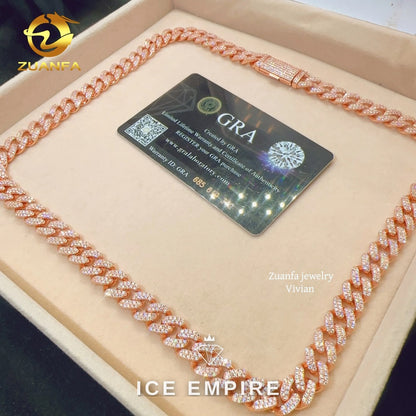 Iced Out Rose Gold Plated Moissanite Cuban Chain