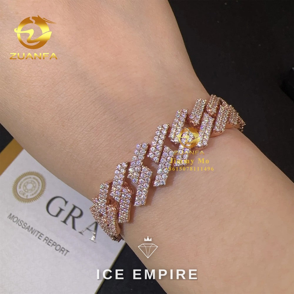 Iced Out Rose Gold Moissanite Cuban Chain