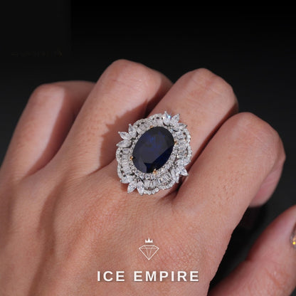 Iced Out 925 Silver Moissanite Engagement Ring