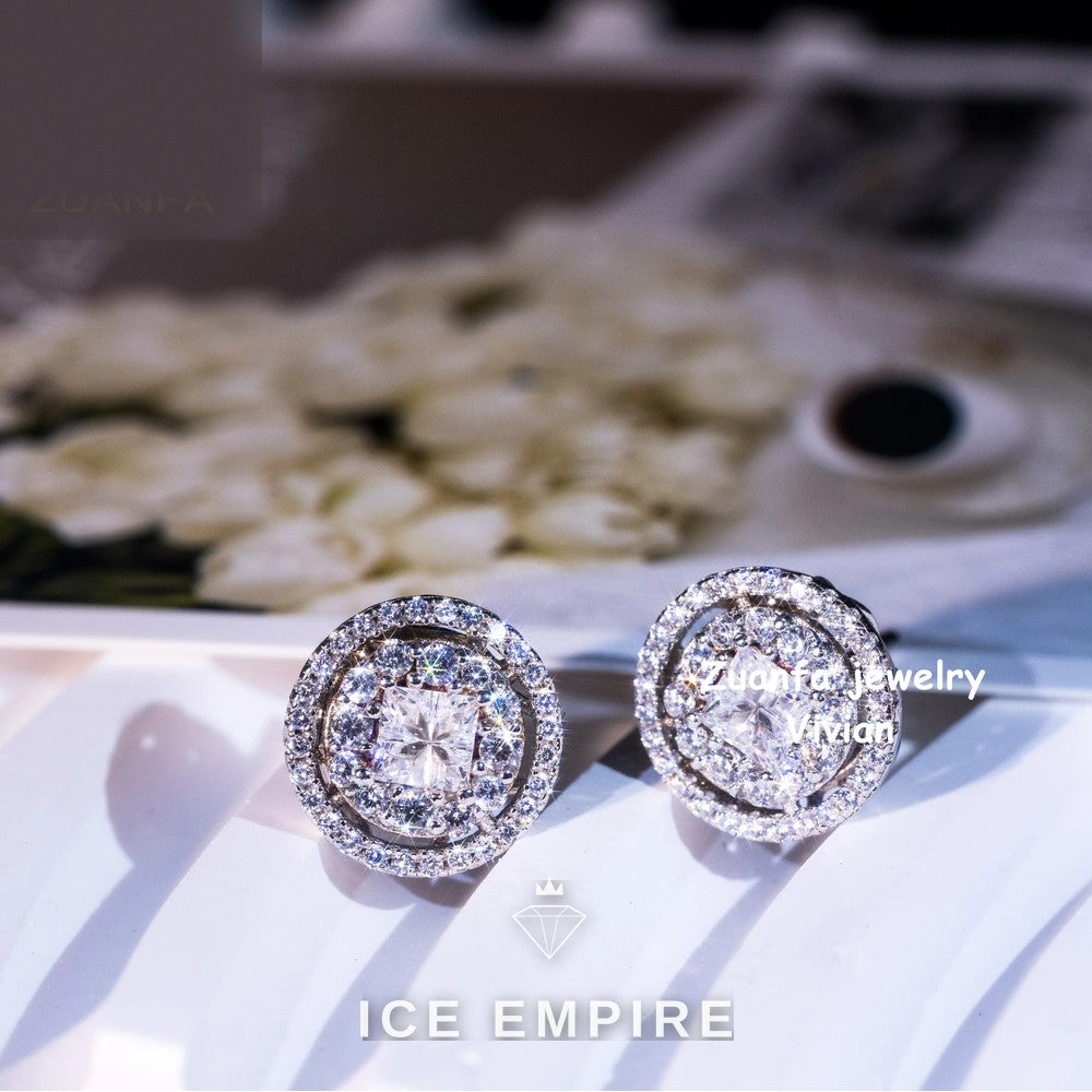 Iced Out Rose Gold Plated Moissanite Earrings