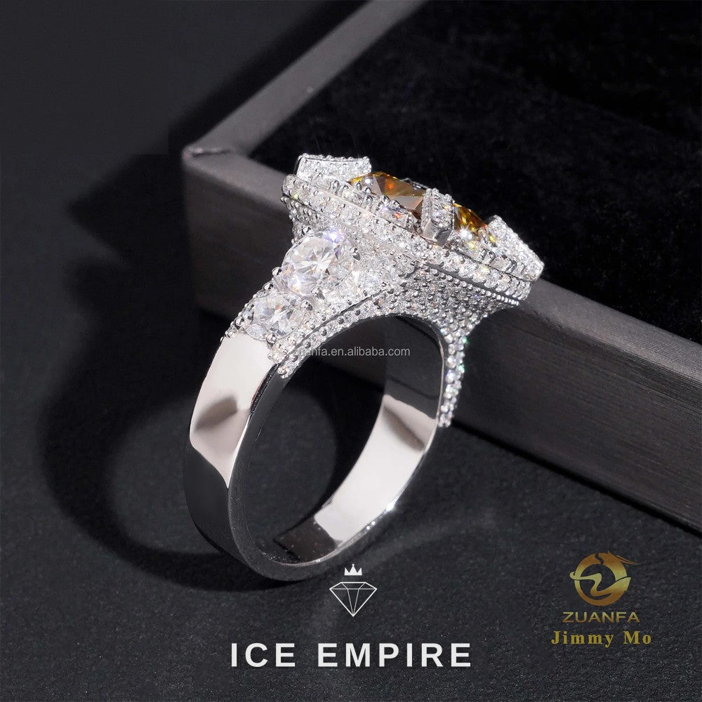 Iced Out Gold Plated Moissanite Wedding Band