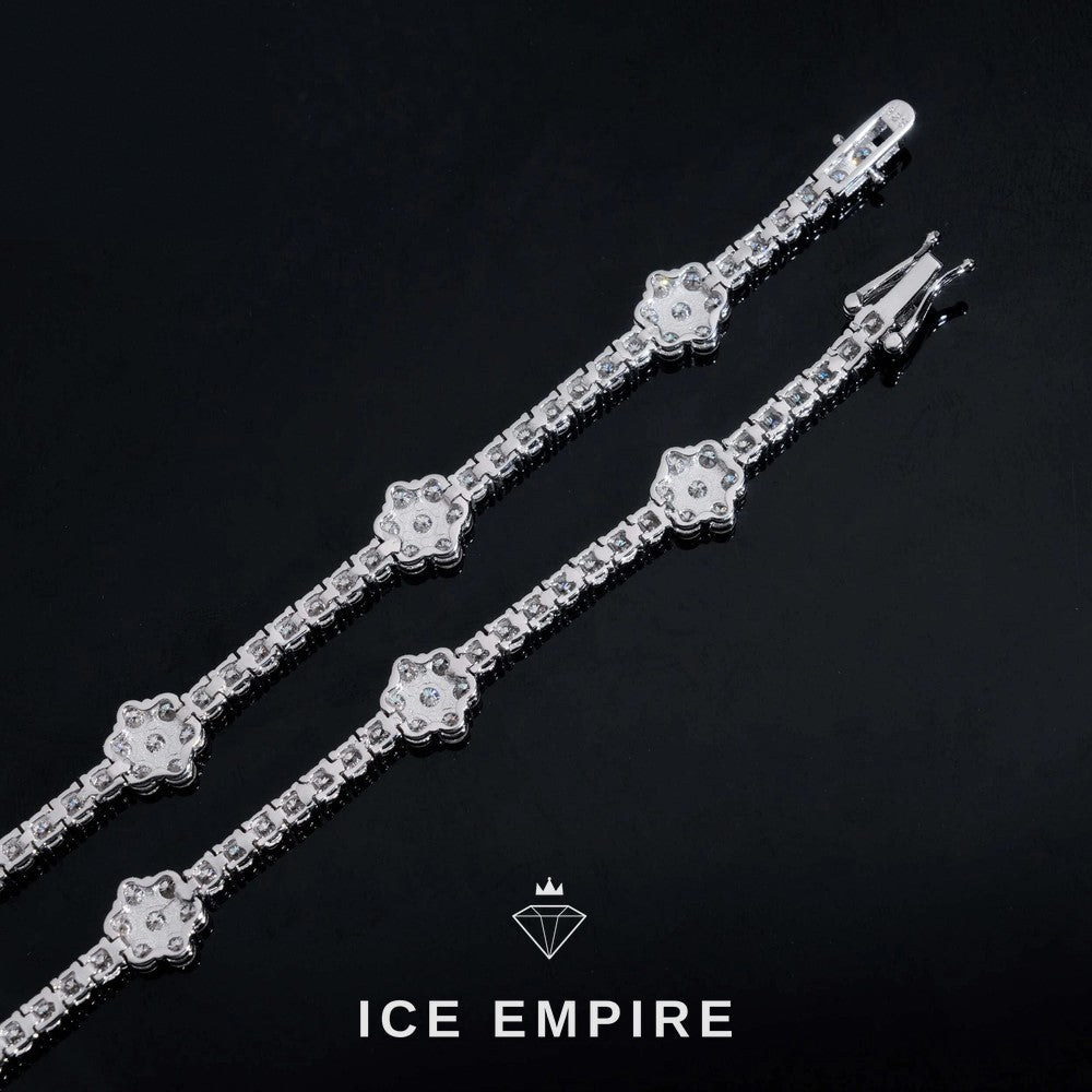 Iced Out Cluster Rose Gold Plated Moissanite Cuban Chain