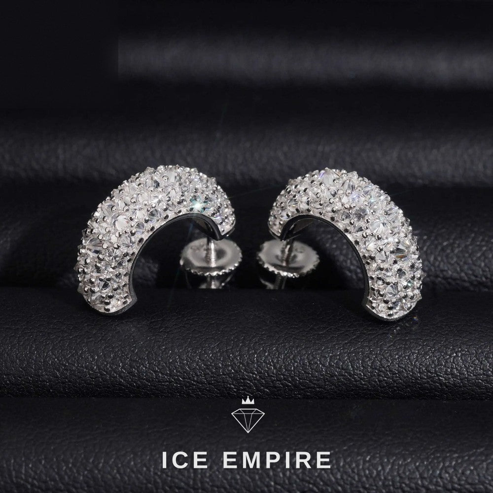 Iced Out Rose Gold Plated Moissanite Hoop Earrings