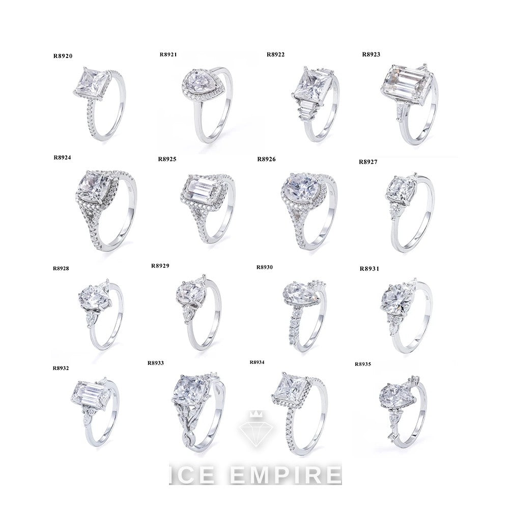 Iced Out 925 Silver Moissanite Engagement Ring