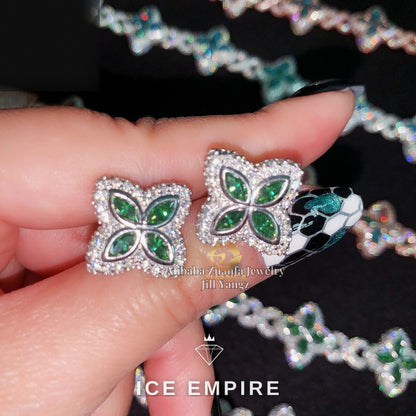 Iced Out 925 Silver Moissanite Stud Earrings