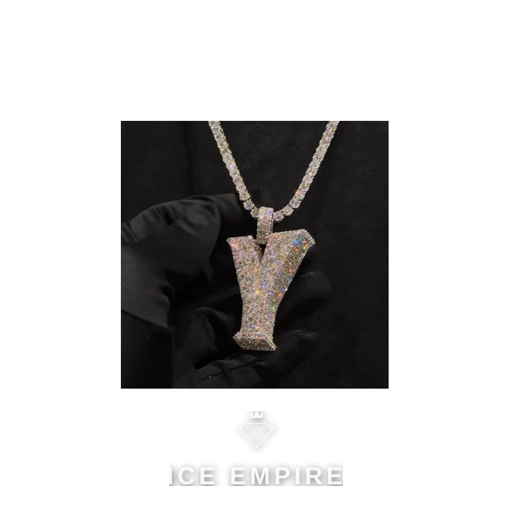 Iced Out Baguette 925 Silver Moissanite Cuban Chain