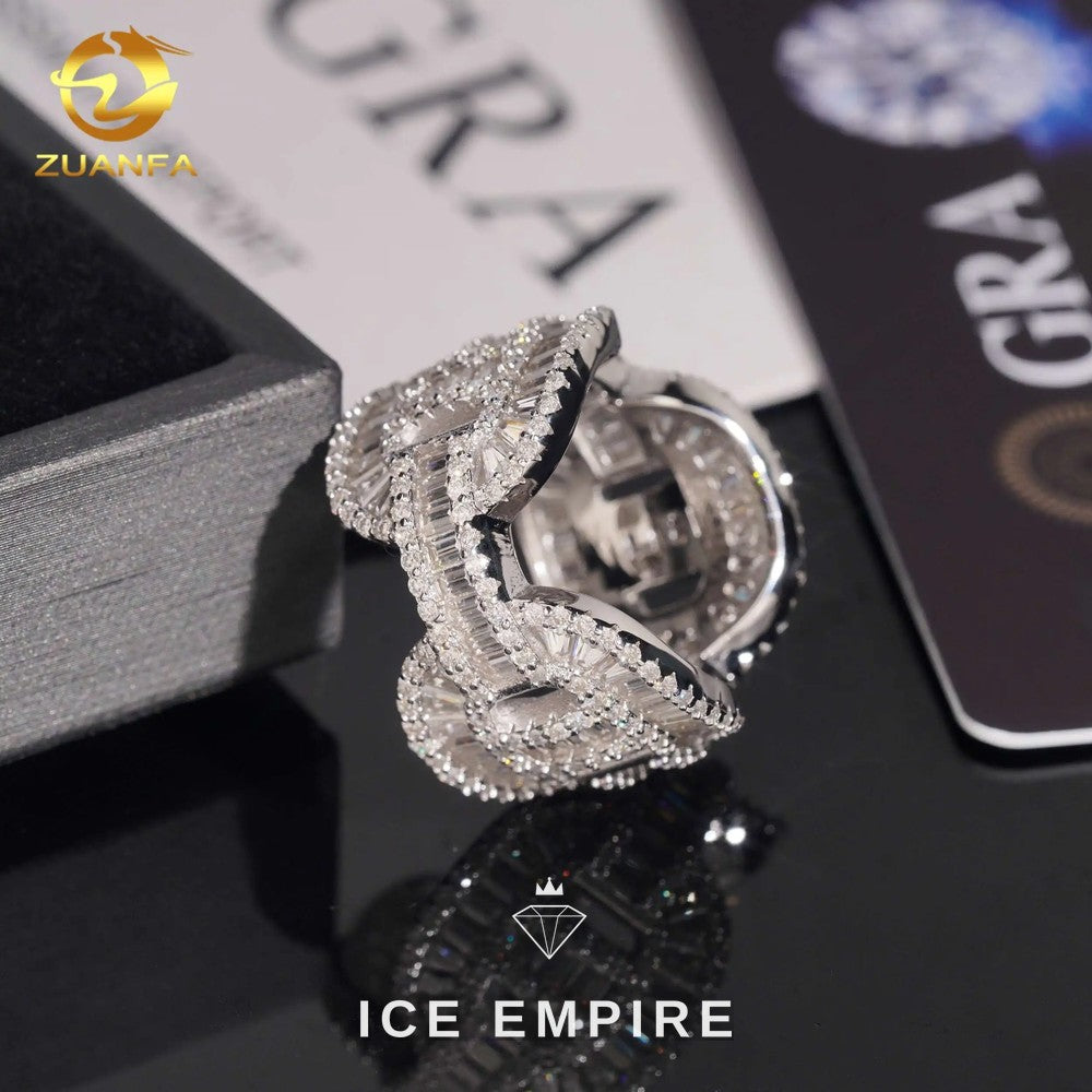 Iced Out Baguette 925 Silver Moissanite Ring