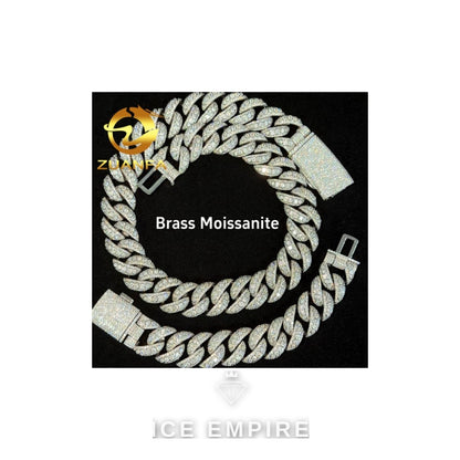 Iced Out 925 Silver Moissanite Cuban Chain