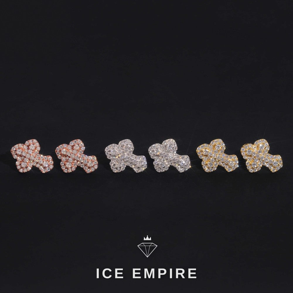 Iced Out Cross 925 Silver Moissanite Stud Earrings