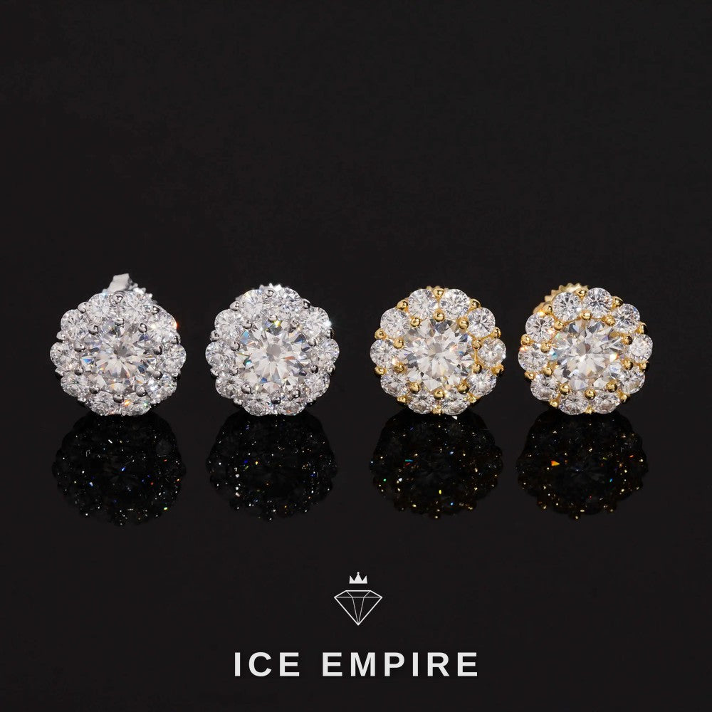 Iced Out Gold Plated Moissanite Stud Earrings