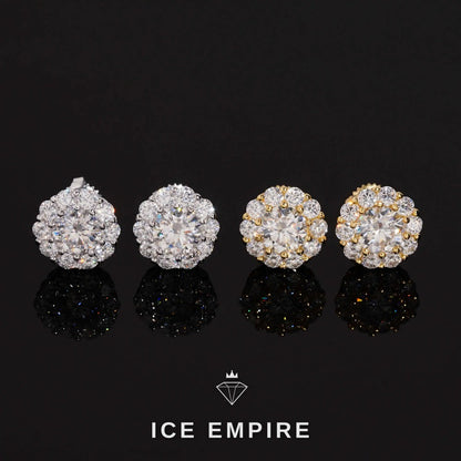 Iced Out Cross Gold Plated Moissanite Hoop Earrings