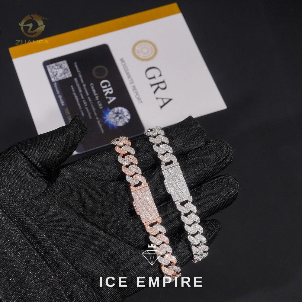 Iced Out 925 Silver Moissanite Cuban Chain