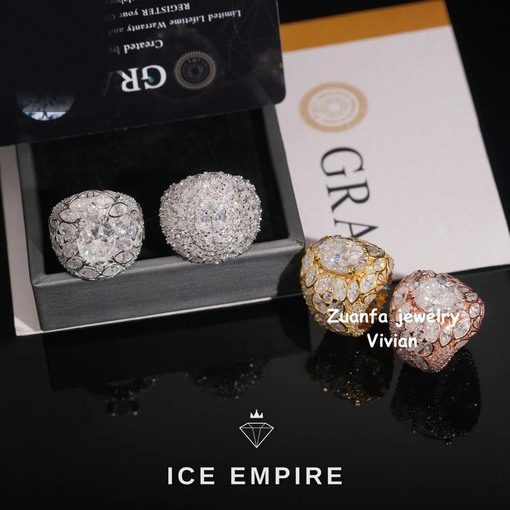 Iced Out 925 Silver Moissanite Ring