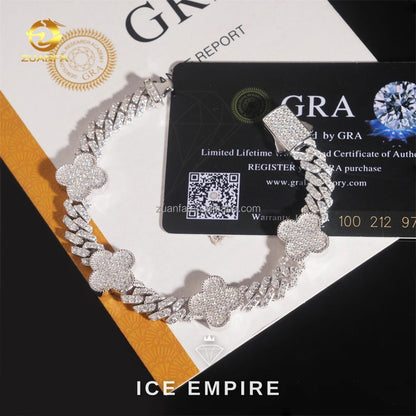 Iced Out 925 Silver Moissanite Cuban Chain