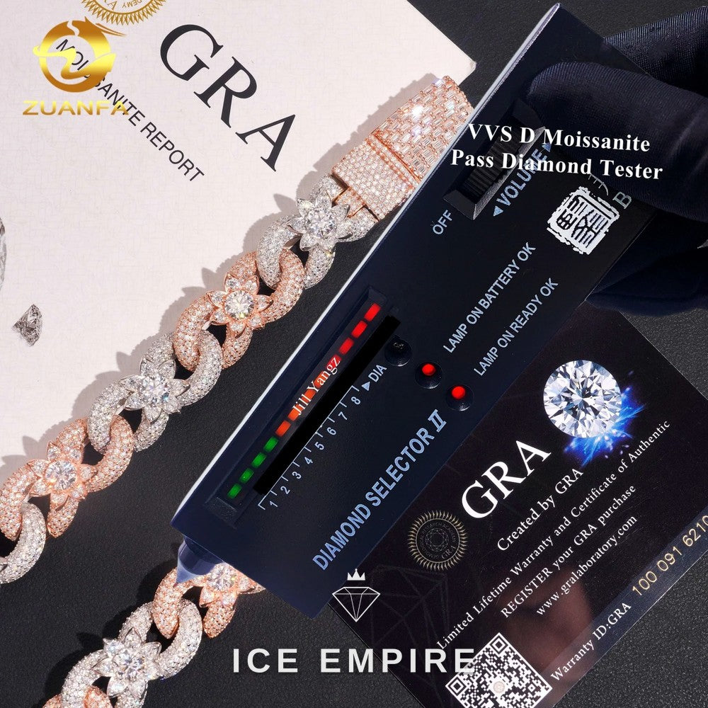 Iced Out Rose Gold Plated Moissanite Cuban Chain
