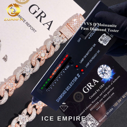 Iced Out Rose Gold Plated Moissanite Cuban Chain