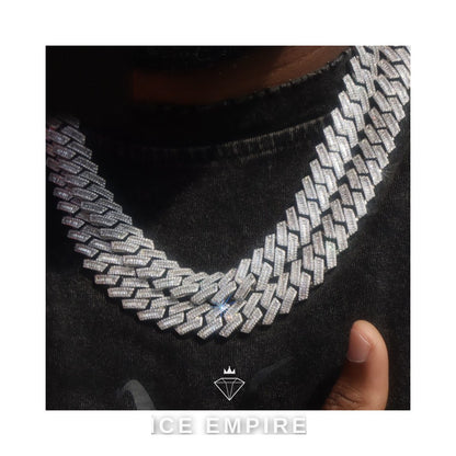 Iced Out Baguette Rose Gold Plated Moissanite Cuban Chain