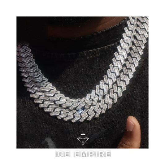 Iced Out Baguette Rose Gold Plated Moissanite Cuban Chain